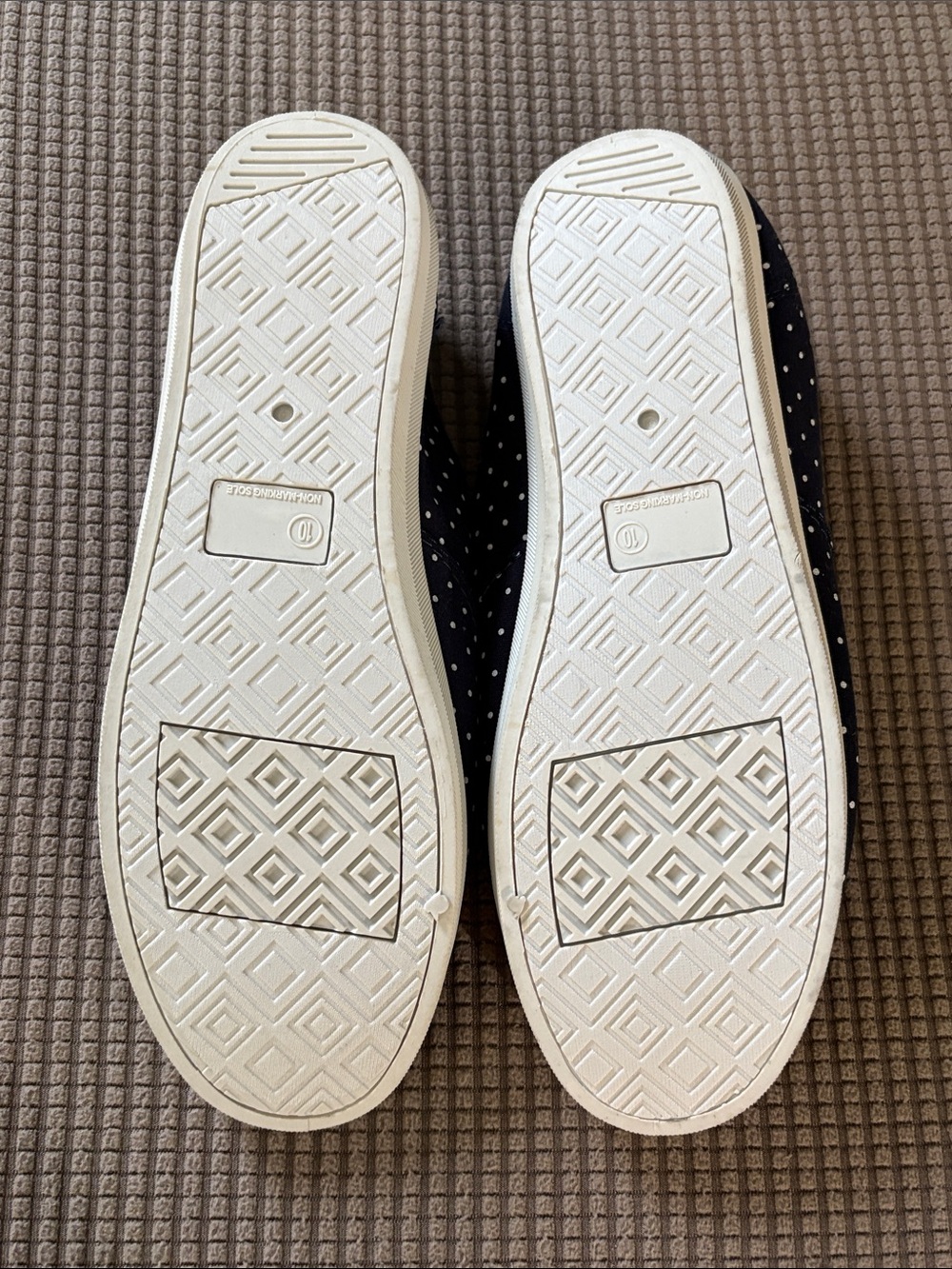 Navy Polka Dot Canvas Sneakers with White Laces - Picture 3 of 4